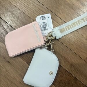 lululemon athletica Pink and White Key & Card Holder Set with Gold Hardware